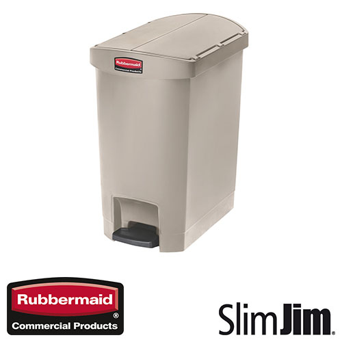 Afvalbak Slim Jim End Step On container Rubbermaid 30 liter beige
